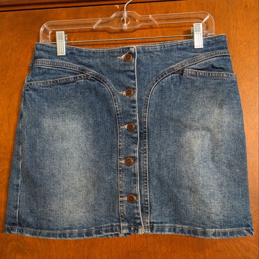 Y2K vintage Mossimo button up 2 pocket denim mini pencil skirt sz 8 9